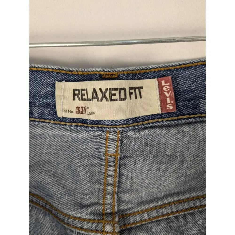 Levis 550 Jeans Relaxed Fit 36x31 Blue Tapered Denim Y2K Distressed Medium Wash